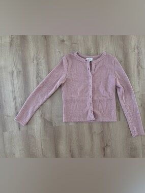 Soft Pink Textured Button-Front Cardigan